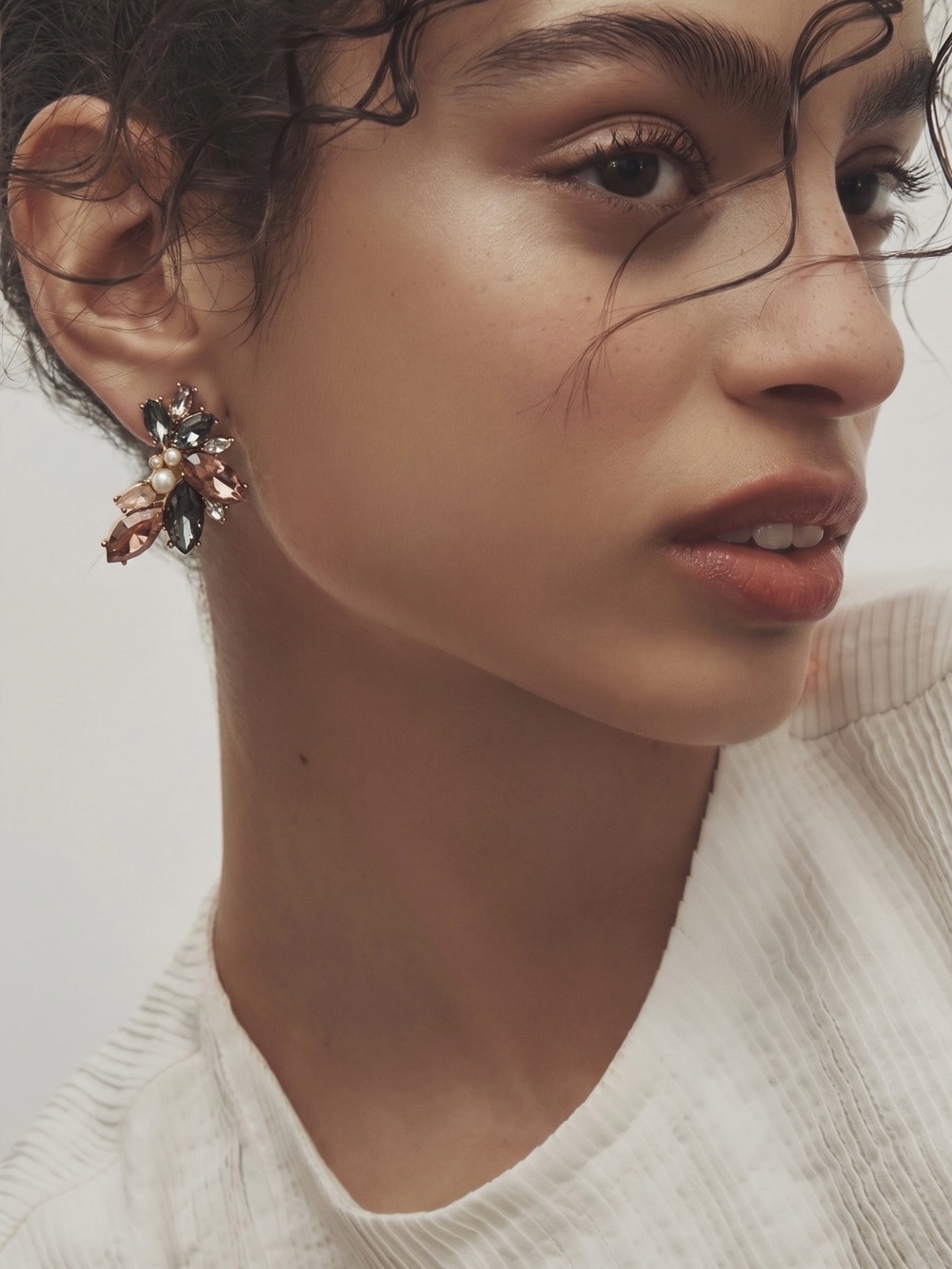 Olive & Piper Pink and Green Crystal Cluster Earrings